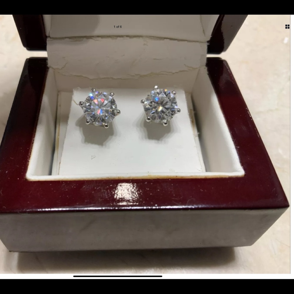 Charles colvard earrings 4ctw white gold